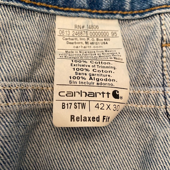 Carhartt B17 STW Relaxed Fit Tapered Leg Mens Jeans- 42x30- Light Wash -NEW - Picture 4 of 9